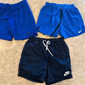 3 Pair Men's Small Blue(2)and Navy (1) Athletic Shorts Trio - 2Nike 1 Adidas